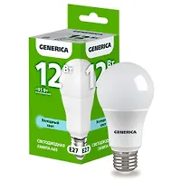 Лампа LED A60 груша 12Вт 230В 6500К E27 GENERICA арт.LL-A60-12-230-65-E27-G