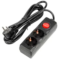 Удлинитель серии Ultra, шнур 3м., 2 гнезда, 16A, с/з. Черный. TM UnielS-GCU2-3B BLACK UL-00010011