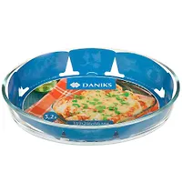 Форма для запекания стекло, 34.9х24.6х6.6 см, 3.2 л, овальная, с крышкой, Daniks, HSAP32LT (361442)