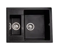 Мойка GranAlliance G-52   (595 х485мм) двухсекционная ,черная с сифоном