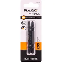 554140 Биты магнитные двухсторонние S2 PZ/FL1 x PZ/FL2 x65 мм 2 шт RAGE by VIRA