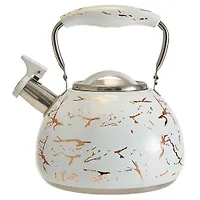 ALPENKOK AK-550 Чайник из нерж.стали 3л,со свистком,индукционное дно,белый с золотом(12)