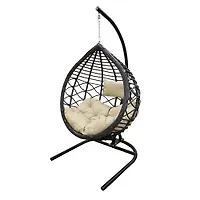 Кресло подвесное Вирджиния Garden story стойка+основ черн.,корзн.темн-корич.,подуш.беж. D3414-МТ003