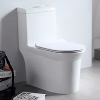 Унитаз-моноблок EvaGold SM9610R безободковый, сиденье тонкое ДП, арматура (с гофрой и подводкой)