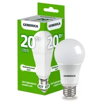 Лампа LED A60 груша 20Вт 230В 4000К E27 GENERICA арт.LL-A60-20-230-40-E27-G
