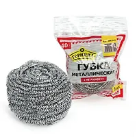Губка из нержавеющей стали, 40г, ГОРНИЦА, 1шт в упаковке 406-147
