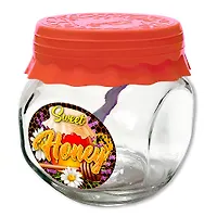 Банка д/хран. стекл.200 мл ТО66 с силиконовой красной кр.+ложка "Sweet HONEY"