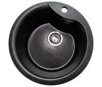 Мойка GranAlliance G-12   (d-485 мм) черная с сифоном