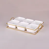 Менажница 6-ти секционная 28x18.5x6см, на метал.подставке ZD15287