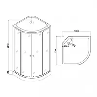 Душ.кабина HDKU100100LF LOW NEW 100х100х215 без г/м, рифл.зад.стекла,рифл.перед.стекла,низ.