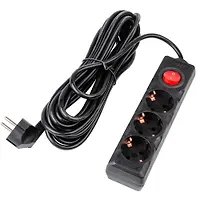 Удлинитель серии Ultra, шнур 7м., 3 гнезда, 16A, с/з. Черный. TM UnielS-GCU3-7B BLACK UL-00010020