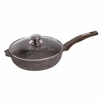 Сковорода 28см АП "Premium" (mokko) с несъемной ручкой и стекл. крышкой арт. с28902