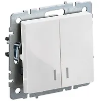 BRITE Выключатель 2-клавишный с индикацией 10А ВС10-2-1-БрБ белый IEK