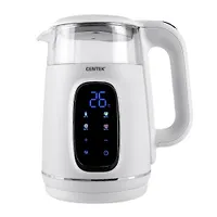 Чайник Centek CT-0052 White 1,7л 2200Вт 2стенки Стекло LED-дисплей t:40/80/90/100 С Сенсор Подогрев