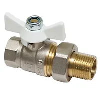 Кран шаровой полный проход с накидной гайкой бабочка 1/2" белая ручка ALT-Z