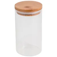Стеклянная банка для сыпучих продуктов с крышкой BAMBU, объем: 1 л арт.004449