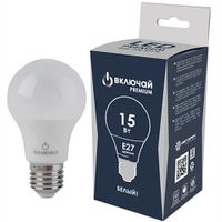 Лампа светодиодная 15W E27 A60 4000K 220V (LED PREMIUM A60-15W-E27-W) Включай РОССИЯ