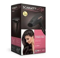 Фен Scarlett SC-HD70IT09 черный, DC мотор, 1600Вт, ионизация, складная ручка