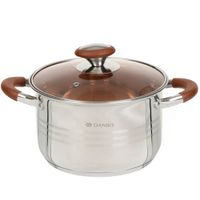 Кастрюля нержавеющая сталь, 4 л, крышка стекло, Daniks, Веллингтон, GS-01415-20CA, индукция (397630)