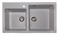 Мойка GranAlliance G-50 (830 х480мм) двухсекционная ,серая с сифоном