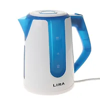 Чайник электрический LIRA LR 0103 (диск, пластиковый, объем 1,7 Л, бело-синий, 2200Вт)
