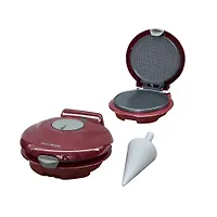 Вафельница WILLMARK WM-103R (1 круглая ваф. форма, терморегулятор, 750Вт, конус для морож., красная)