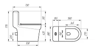Унитаз-моноблок EvaGold SM9610R безободковый, сиденье тонкое ДП, арматура (с гофрой и подводкой)