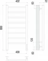 Полотенцесушитель Аврора (нерж. сталь) П8 400 х 850мм ЭЛЕКТРО TERMINUS
