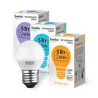 Светодиодная лампа 42 серия 42LED-G45-5W-230-3000K-E27 (38446)