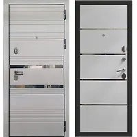 Стальная дверь FLAT STOUT X 42 860*2050 R  Софт смоки белая муар черн. с блестками