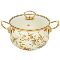 Кастрюля эмалированная сталь, 3.5 л, с крышкой, крышка стекло, Daniks, Elisa, Y4-8960 (484340)