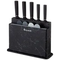 Набор из 10пр: 5 ножей, 4 доски и подставка цвет черный agness 671-203