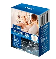 Гирлянда светодиодная на батарейках «Роса» ULD-S0500-050/SCB/2AA WHITE IP20 DEW UL-00007184