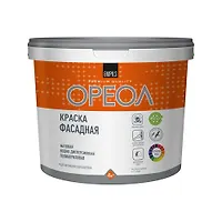 Краска "ОРЕОЛ" фасадная атмосферостойкая в/д полиариловая (база А) 4,5 л.