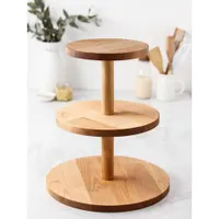 Трёхярусная подставка, массив березы, пропитано маслом, d=32x26х20х1,8 см, высота 37 см арт.7867792