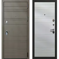 Стальная дверь FLAT STOUT X 40 960*2050 R  Смок Куантро белая черный с блест
