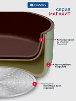 Сковорода алюминий, 28 см, антипригарное покрытие, Daniks, Malachite, индукция, Y4-11689