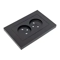 Розетка двухместная "UNIVersal" серия "Афина" б/з, з/ш, с/у, 16А, 220В, графит (еврослот)