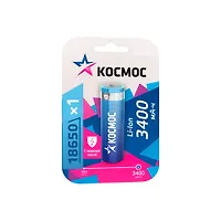 Аккумулятор Космос 18650 Li-ion3400 mAh с защитой, 1 шт блистер