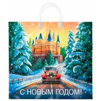 Пакет с пластмассовыми ручками 38х35+10 см (90 мкм) Интерпак НГ «Сказочный путь» ламинированный