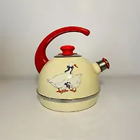 Чайник 3,5 л.(конс.ручка)-слон.кость/гуси (декор-нерж.сталь на крас.) Т04/35/04/36/Н13 (г.Ростов)