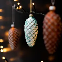 Набор стеклянных елочных украшений Ugla Шишки, коричневый/зеленый, 4шт, 10см E0205O-C4L10E