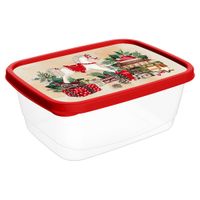 Контейнер для продуктов прямоугольный 1,5л с декором "Новогодние Игрушки" Homver 1376