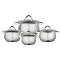 BE-620/8 Набор посуды из нерж.стали 8 пр. 2,2л, 3,0л, 4,0л, 6,6л со стеклянными крышками (2)