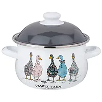 Кастрюля agness эмалированная с эмал.крышкой серия "Family farm", 2.0 л, 18*11 см 934-621
