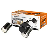 Спот СНС 2х50Вт, GU10, 230 В, 50 Гц, IP44, Юкка, черный/хром TDM (SQ0358-0221)