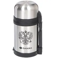 Термос DANIKS нерж 1л серебристый, шир.горло SL-100GX