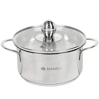 Кастрюля нерж 1,1л со стекл крышкой мет/ручки матов Daniks GS-01311-14CA