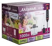 Блендер АКСИНЬЯ КС-307B черный с красным: 1000Вт., нож из нерж.стали, 2 скорости