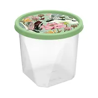 Контейнер для продуктов круглый 1л с декором (зеленый) 1330